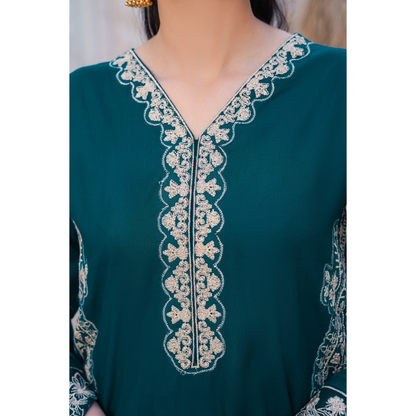 U-71 Embroidered Linen with Pockets 2 Pc Co Ord Set Dress | Ready to wear | UMNAA