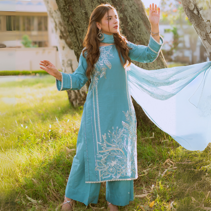 UA-120 Embroidered khaddar 3 Pc Collection | Ready to Wear | Umnaa