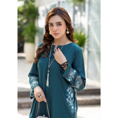 UZA-01 Rang e Elegance by Zaaria 2 Pc Embroidered Dhanak Co-Ords Set