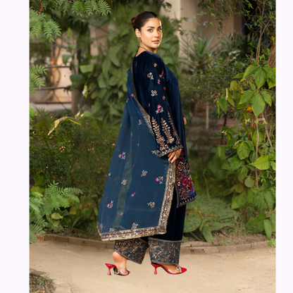 F-490 "Sehar" Luxury Embroidered Velvet Dress by Karma Collection
