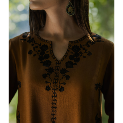 UCA-32 "Khunki" Embroidered Dhanak with Pashmina Wool Shawl Winter Collection by Casuallite