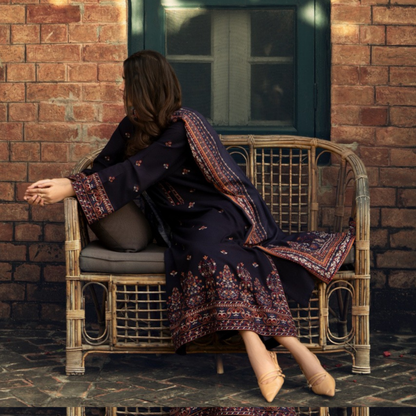 UCA-33 "Shadows" Embroidered Khaddar with Wool Shawl Winter Collection by Casuallite
