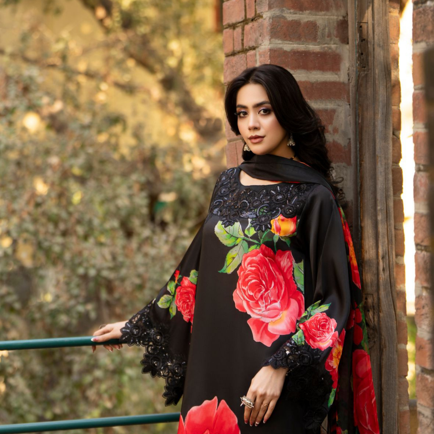 "Eliana" Embroidered Printed Shamooz Silk by Karma Collection | Asian Clothes | Eid