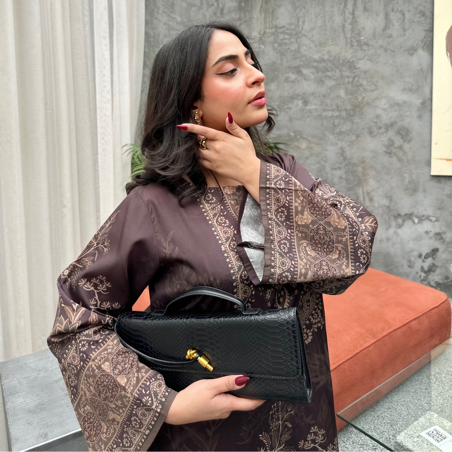 UA-169 Silk Printed Co-Ords Set by Umnaa | Ready to Wear Modest fashion Asian