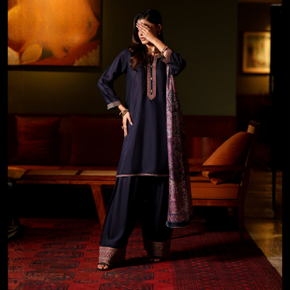 UCA-36 ELARA Festive Embroidered Viscose Dress with Printed Silk Dupatta | Women’s Festive Wear Pakistani Designer Outfit by Casuallite