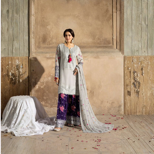 F-526 "Saj Dhaj" Embroidered Georgette Collection by Karma Collection