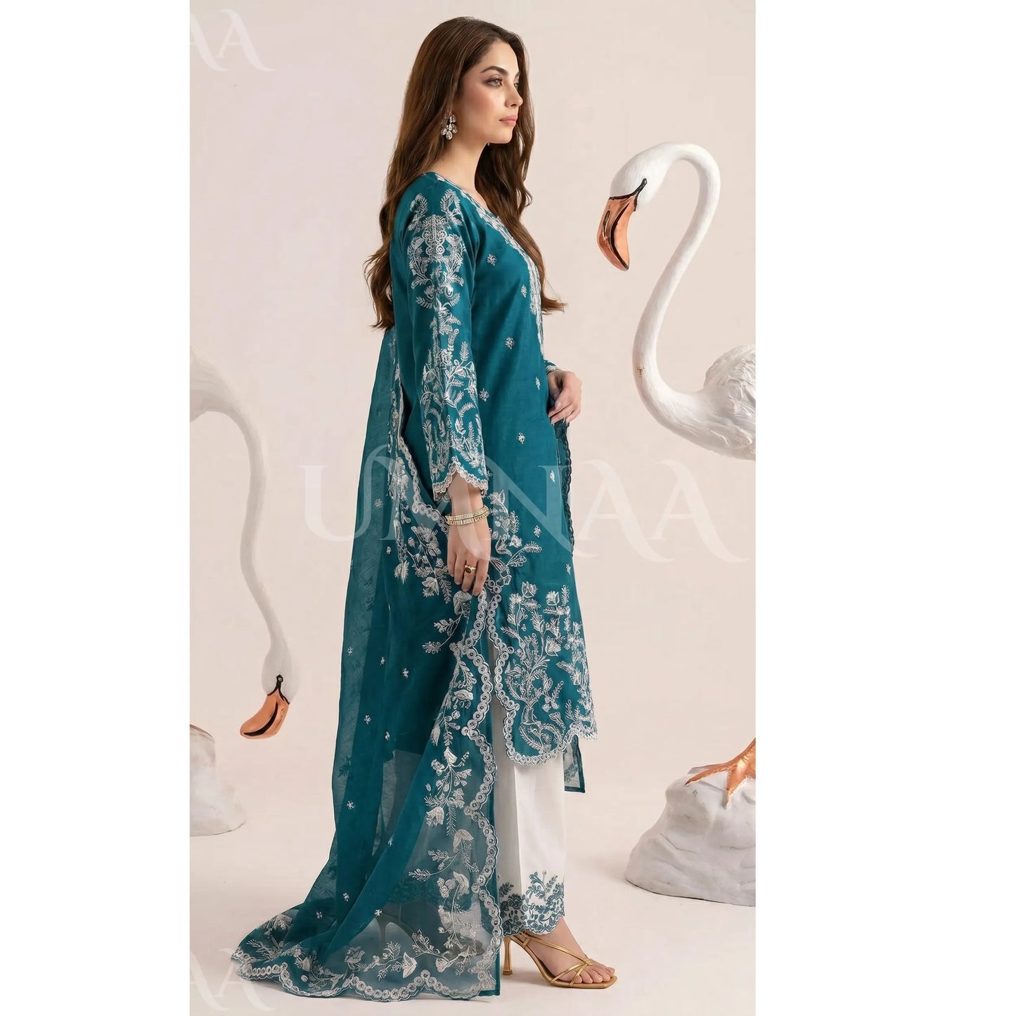 UA-190 Embroidered Cotton Collection 3 Piece | Ready to Wear | Asian clothes