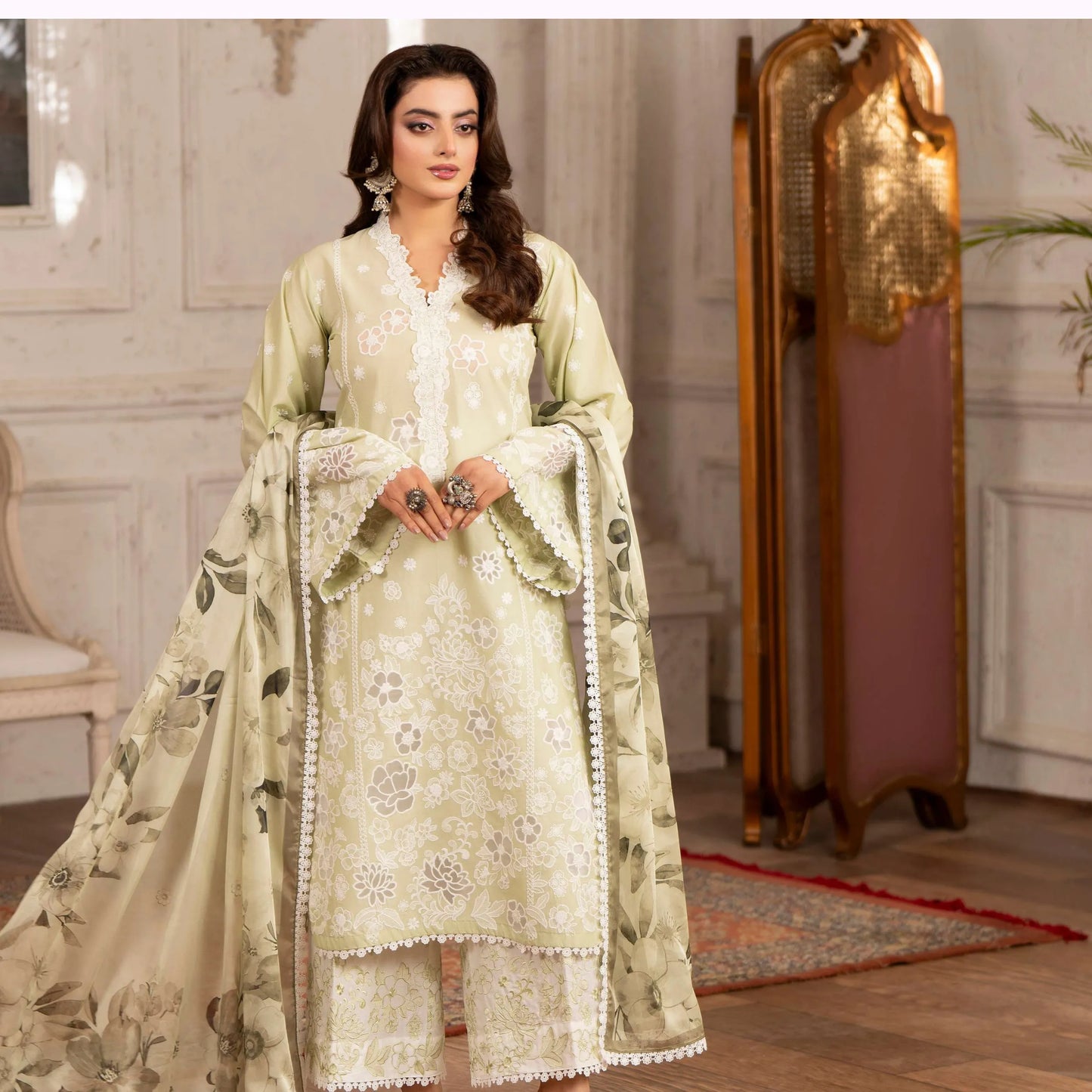 KC-1566 "Tabeer" Embroidered Festive Cambric Cotton Collection by Karma Collection