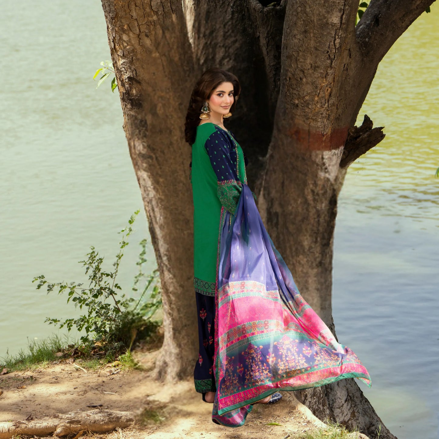 KC-1572 "Sunheri" Embroidered Festive Cambric Cotton Collection by Karma Collection