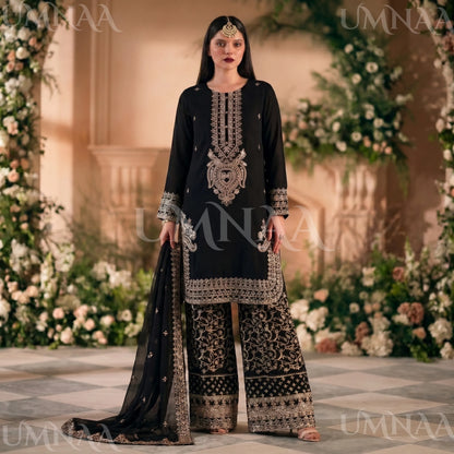 UA-210 Embroidered Chiffon Sharara Festive Collection by umnaa | Ready to Wear Pakistani Asian clothes