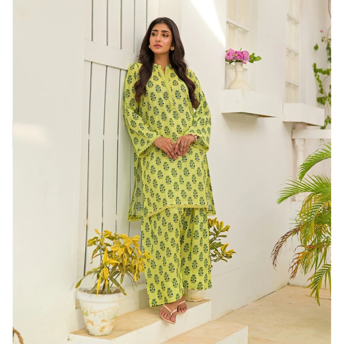 UA-248 Printed Lawn 2 Piece Co-Ord Set | Soft Breathable Summer Outfit | Casual Matching Shirt & Trouser Set by Umnaa
