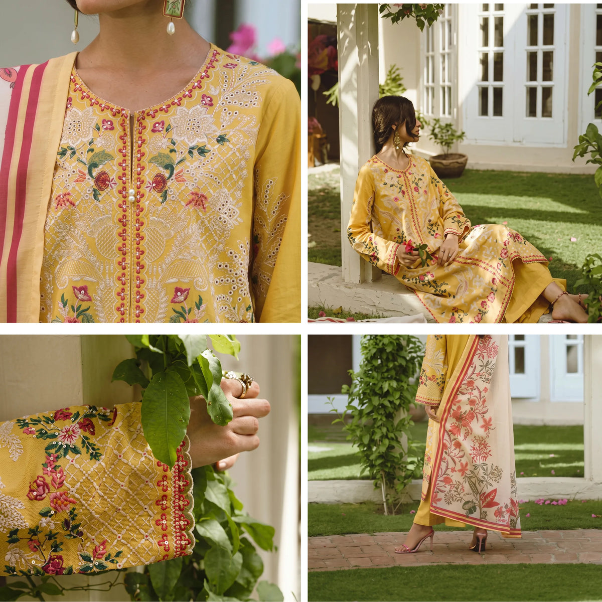 UCA-46 "Sakoon" Embroidered Cambric Cotton Pc Collection | Casuallite
