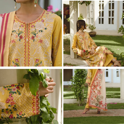 UCA-46 "Sakoon" Embroidered Cambric Cotton Pc Collection | Casuallite
