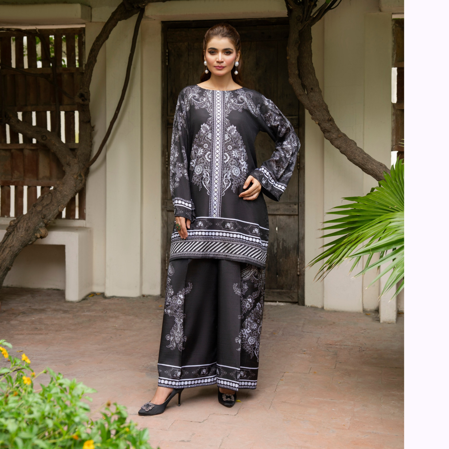 Sëleñe Raw Silk Printed Co-Ords Set by Karma Collection | Ready to Wear Modest fashion Asian