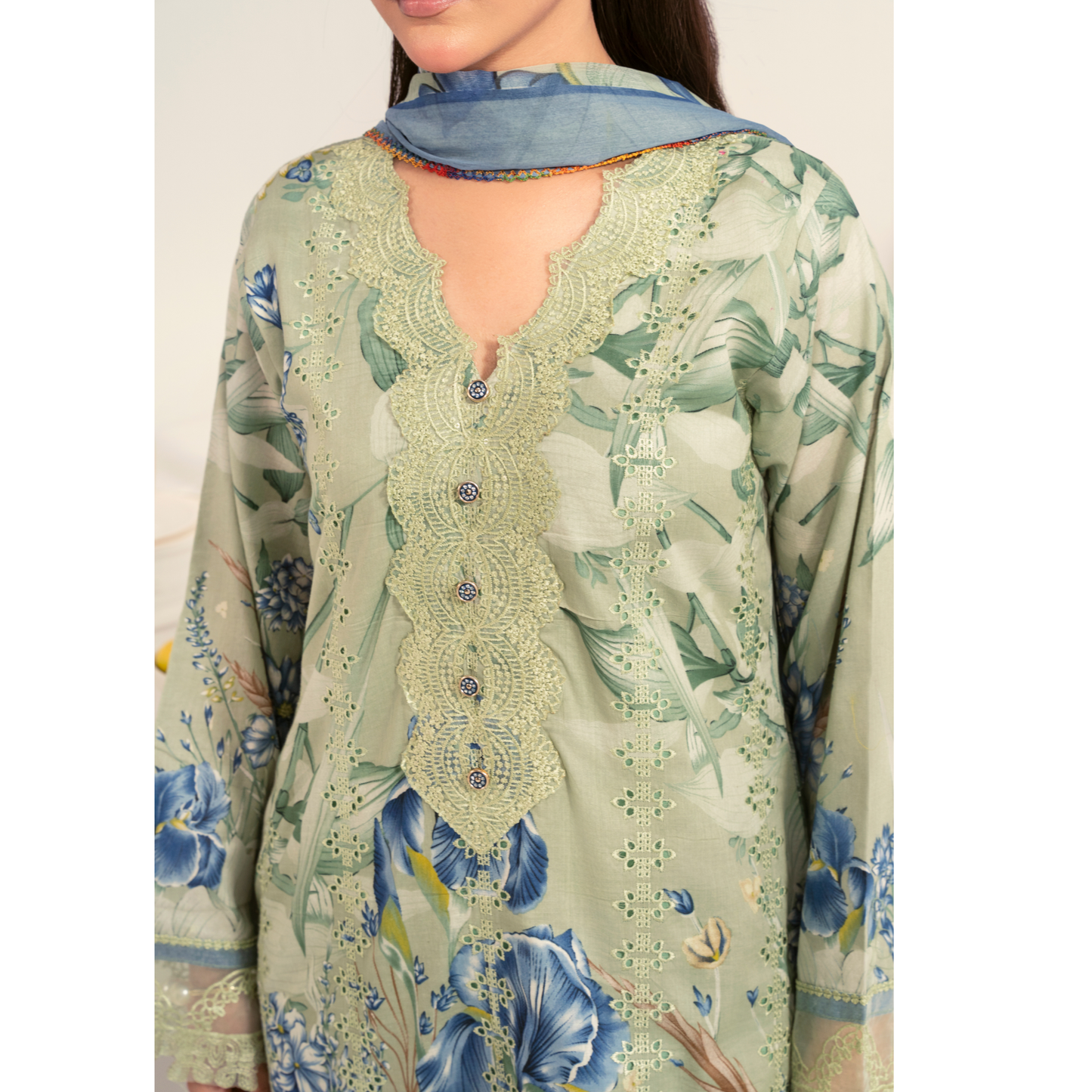 UA-94 3 Pc Embroidered Printed Summer Lawn | Ready to Wear | Umnaa