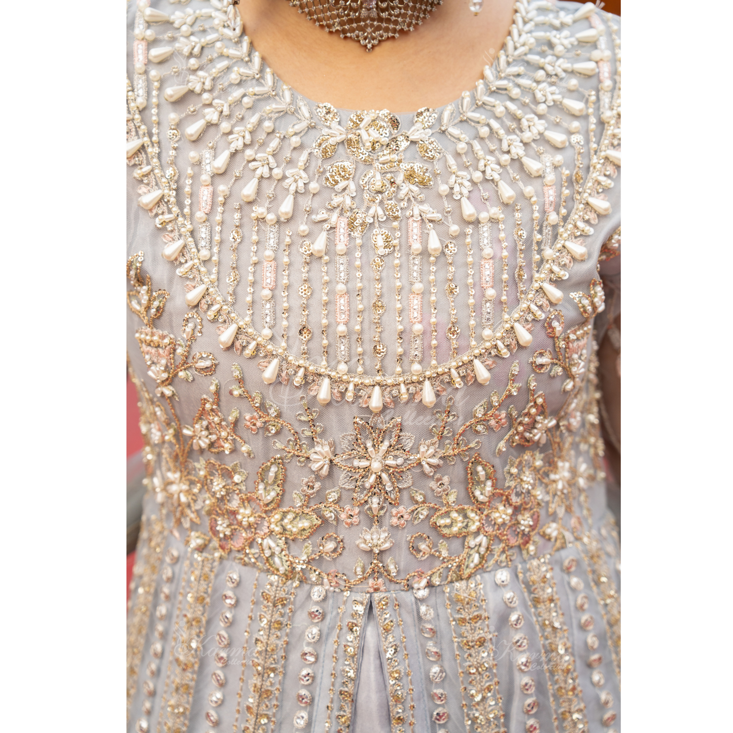 Luxury Embroidered soft Net long Maxi | Wedding Collection | karma Collection | UMKC01301