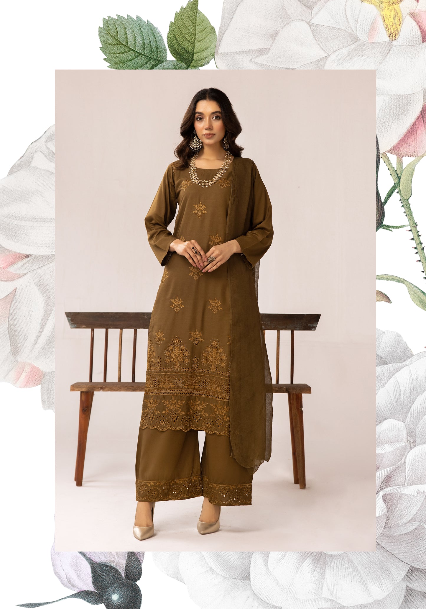 3 Piece Embroidered linen Collection - Simrans