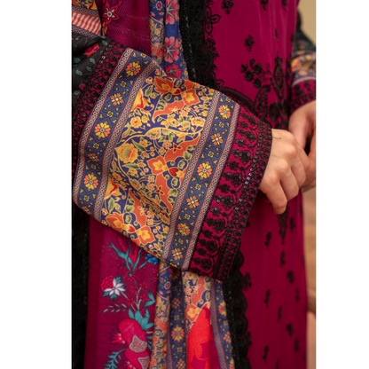 (Rose Red) 3 Pc Ready to Wear Embroidered Printed Collection | Karma Collection | UMKC0803