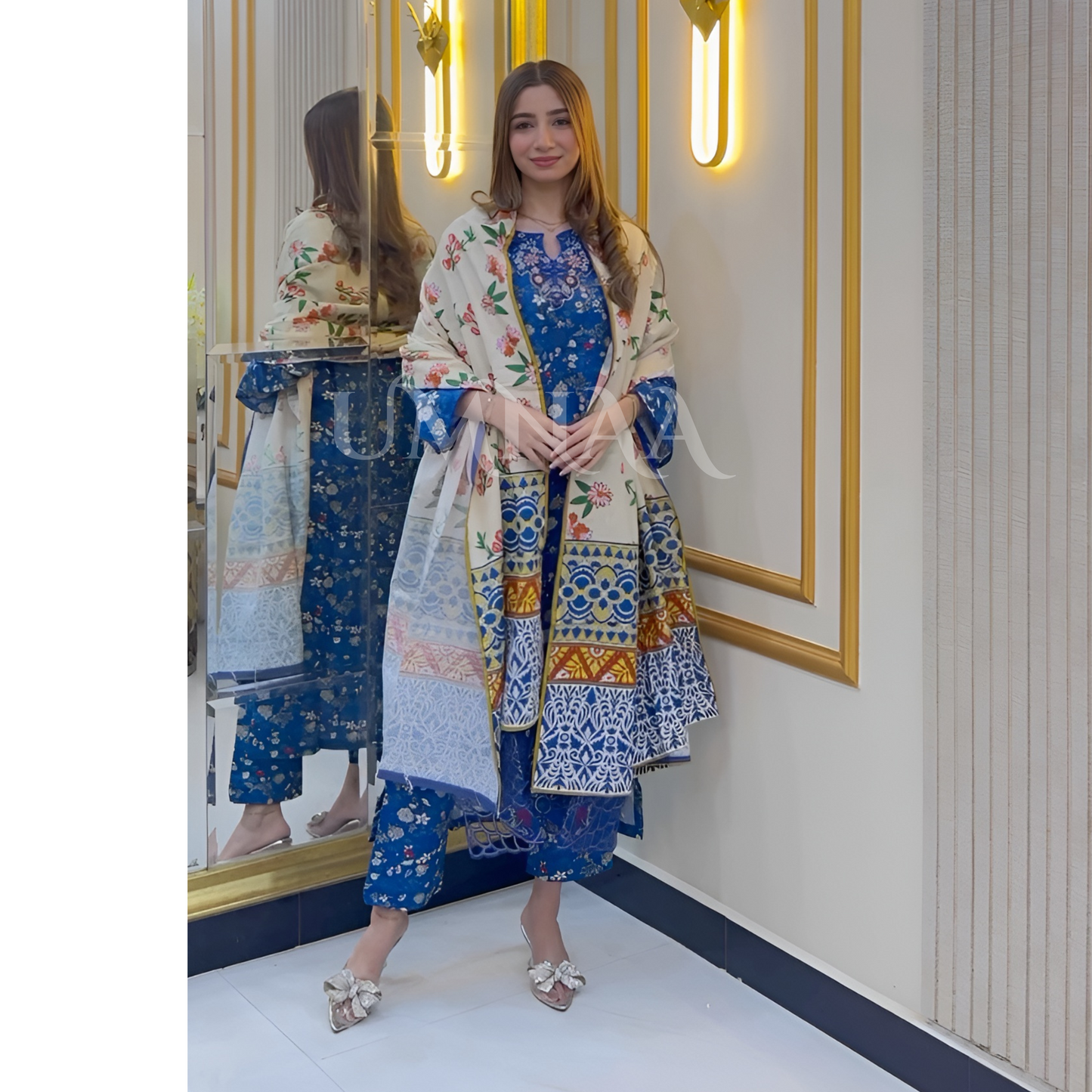 UA-36 Printed Embroidered Khaddar 3 Pc Dress | Ready to wear | UMNAA