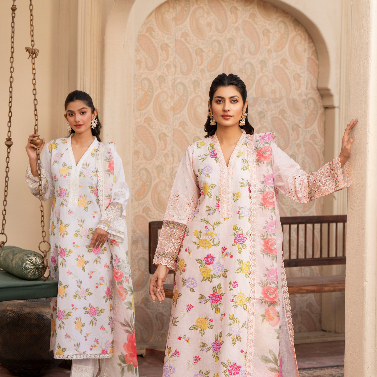 UKC-18 Embroidered Cambric Cotton Ready to Wear 3 Pc - Karma Collection