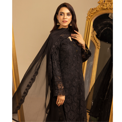 UMS-18 Embroidered Linen Chikenkari 3 Pc Pakistani Dress | Ready to wear | Simrans