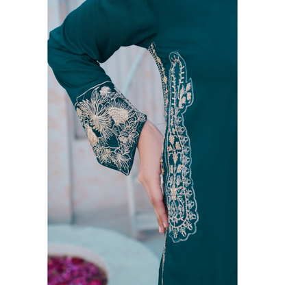 U-71 Embroidered Linen with Pockets 2 Pc Co Ord Set Dress | Ready to wear | UMNAA