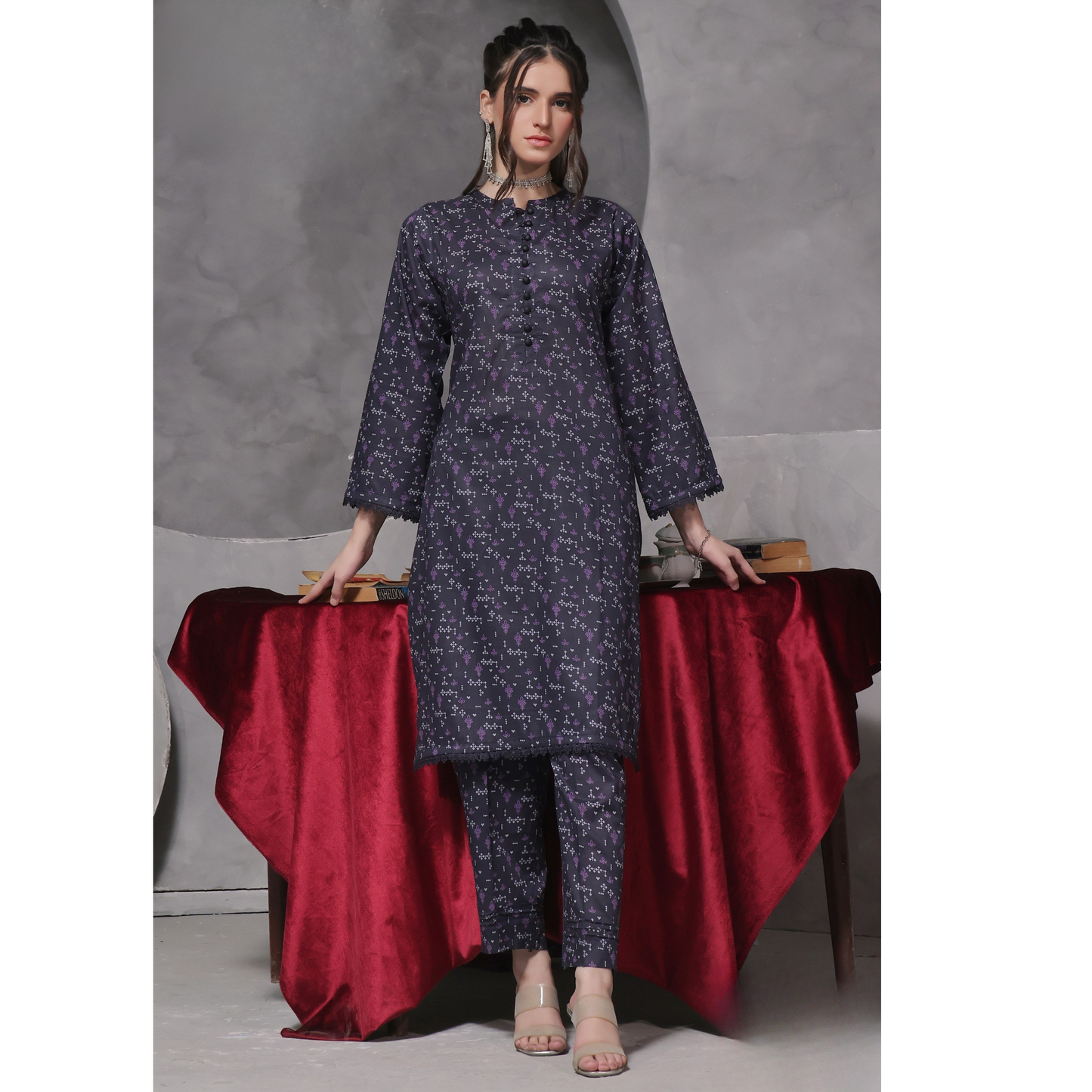 2 Pc Ready to wear Printed Lawn Co-Ords Dress - Saphron