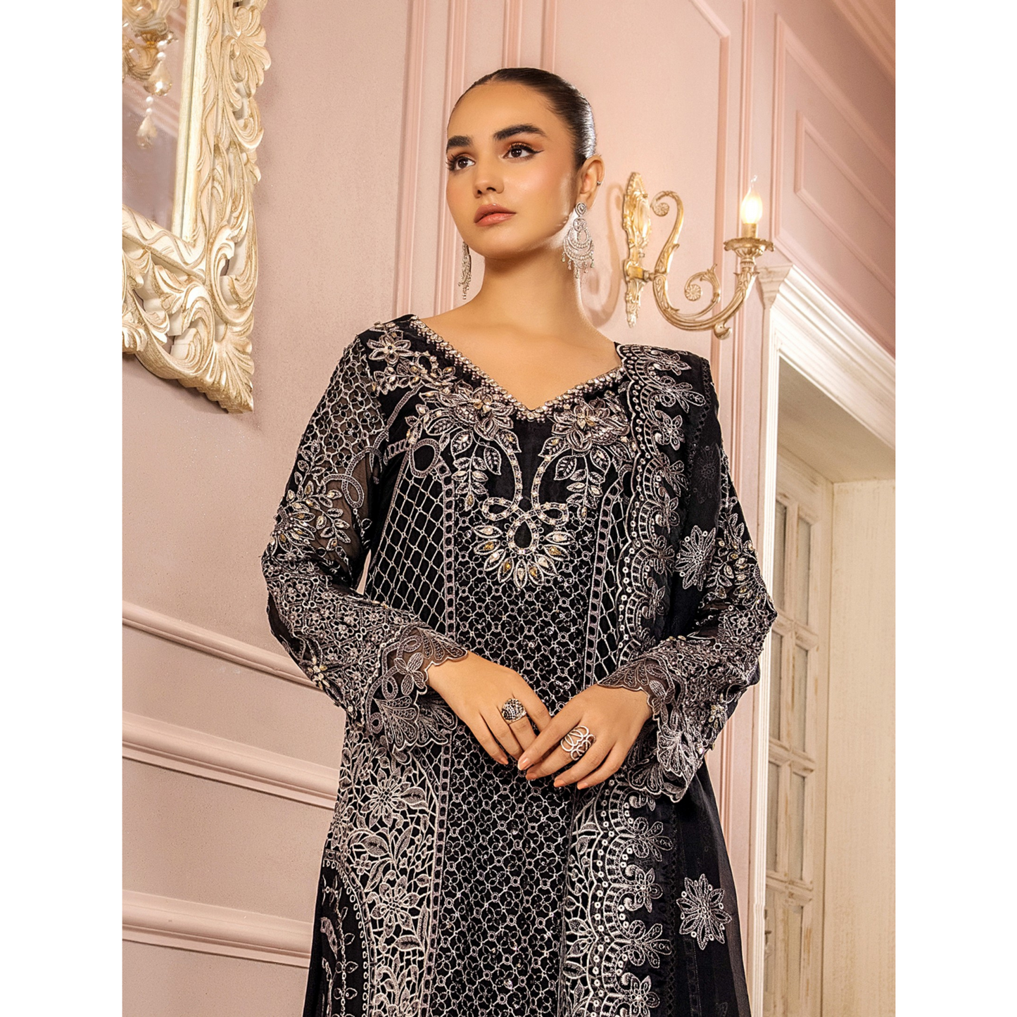 UTT-03 Embroidered Luxury Chiffon 3 Pc Pakistani Dress | Ready to wear | Traditional Thread