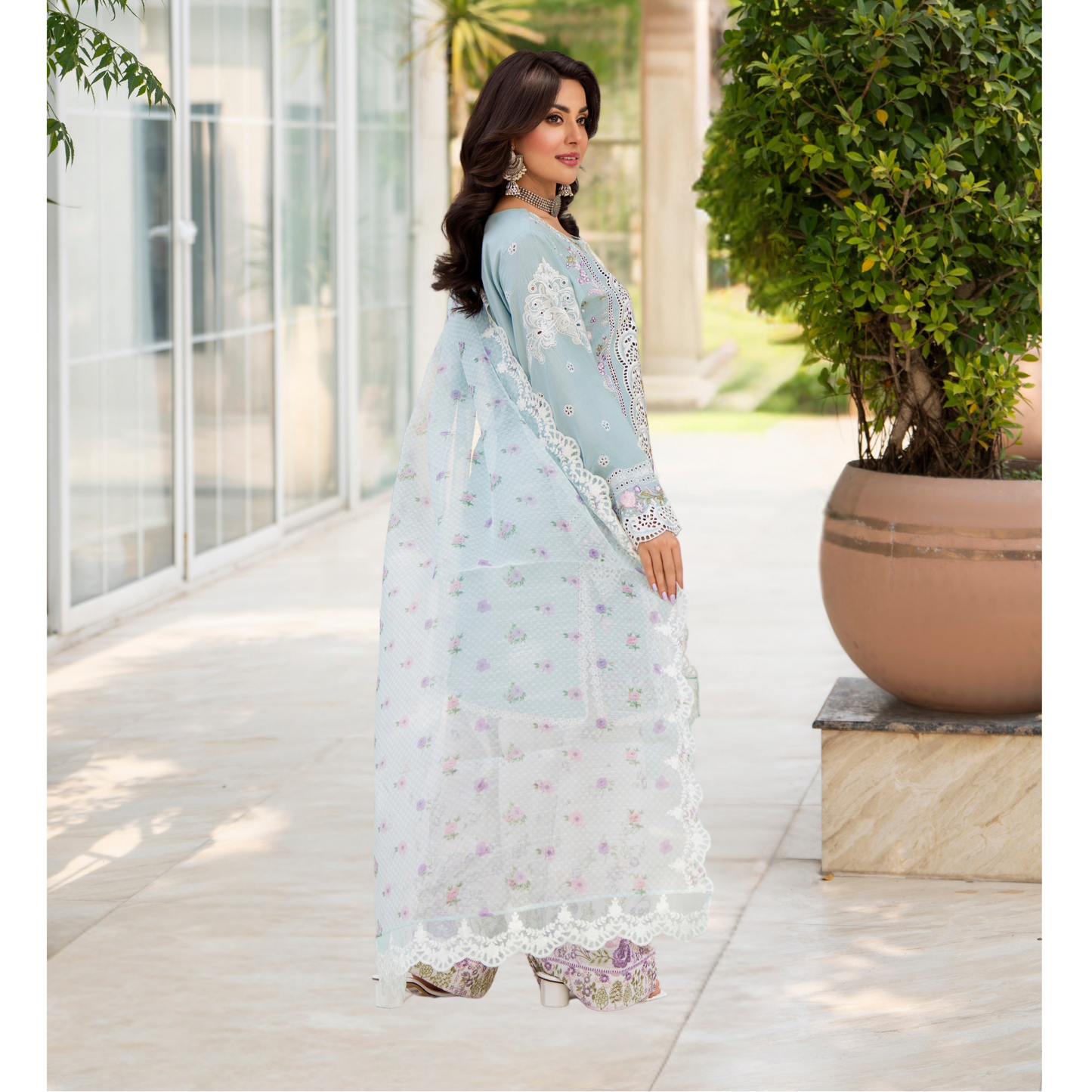 KC-1486 Chikenkari Luxury Cotton farshi Shalwar Collection | Ready to Wear | Karma Collection