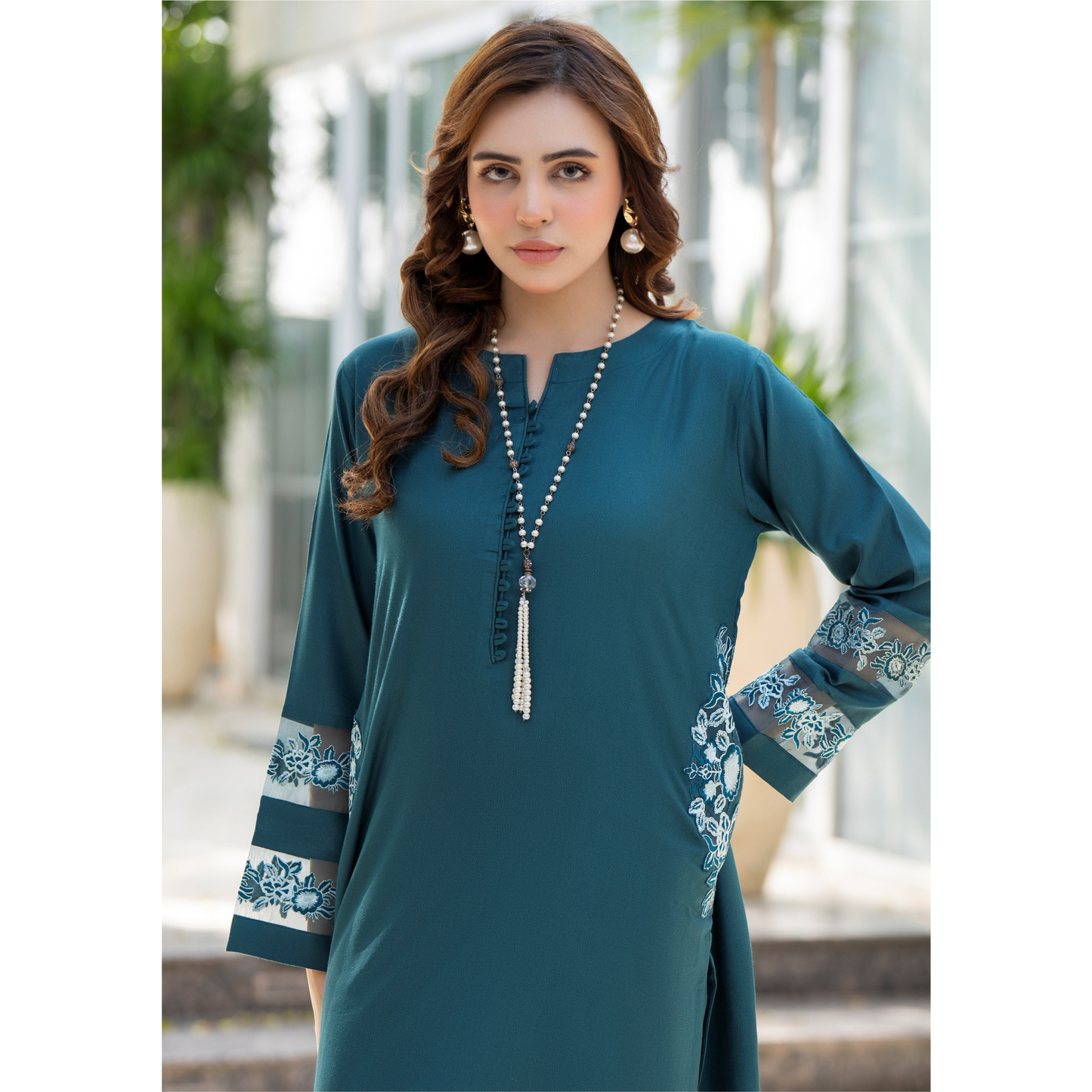 UZA-01 Rang e Elegance by Zaaria 2 Pc Embroidered Dhanak Co-Ords Set