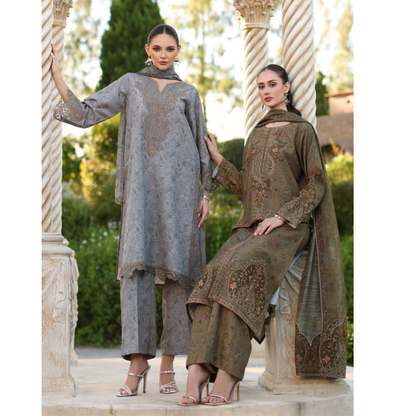 UA-138 Embroidered Printed khaddar Collection by Umnaa | Ready to Wear | Asian Clothes