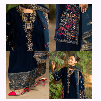 F-490 "Sehar" Luxury Embroidered Velvet Dress by Karma Collection