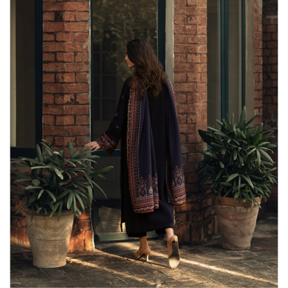 UCA-33 "Shadows" Embroidered Khaddar with Wool Shawl Winter Collection by Casuallite
