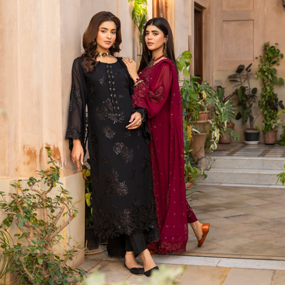 F-497 "Hayat" Embroidered Georgette Chiffon 3 Pc Collection