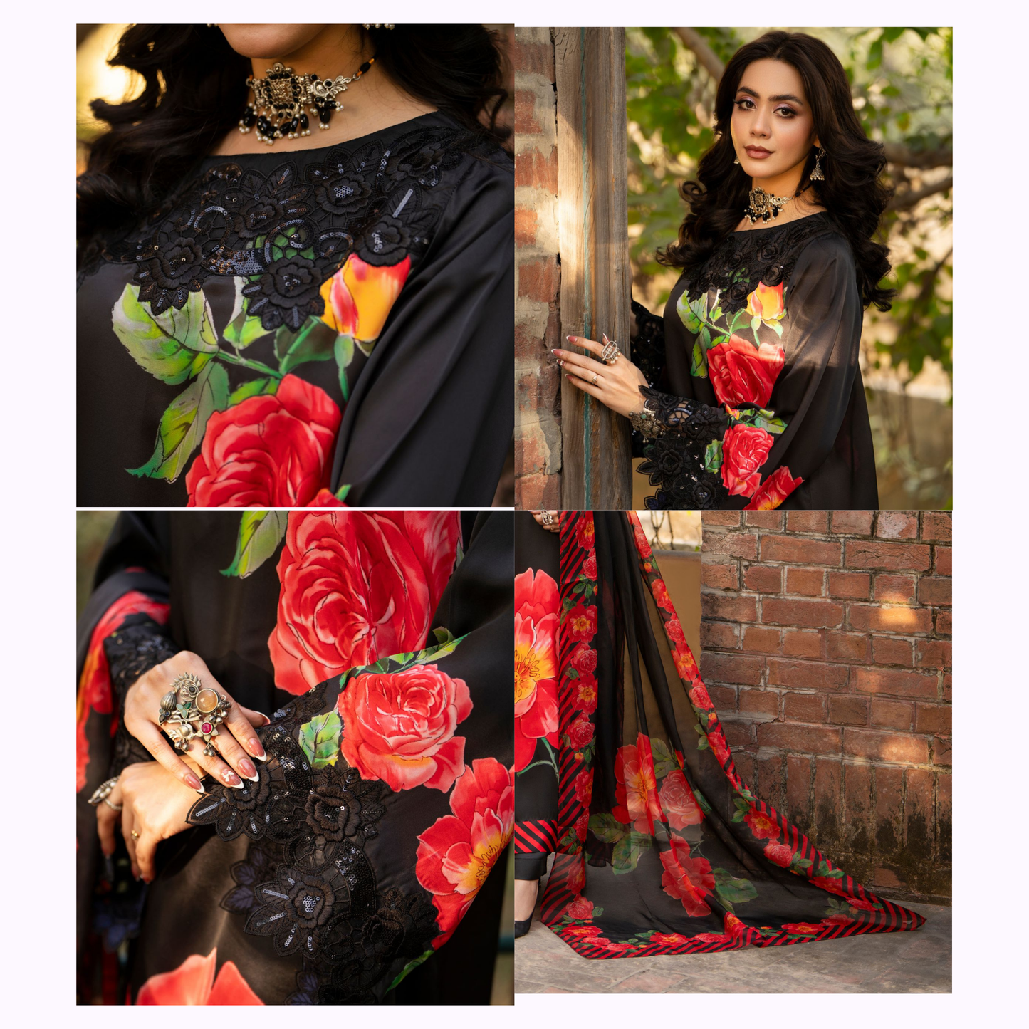 "Eliana" Embroidered Printed Shamooz Silk by Karma Collection | Asian Clothes | Eid