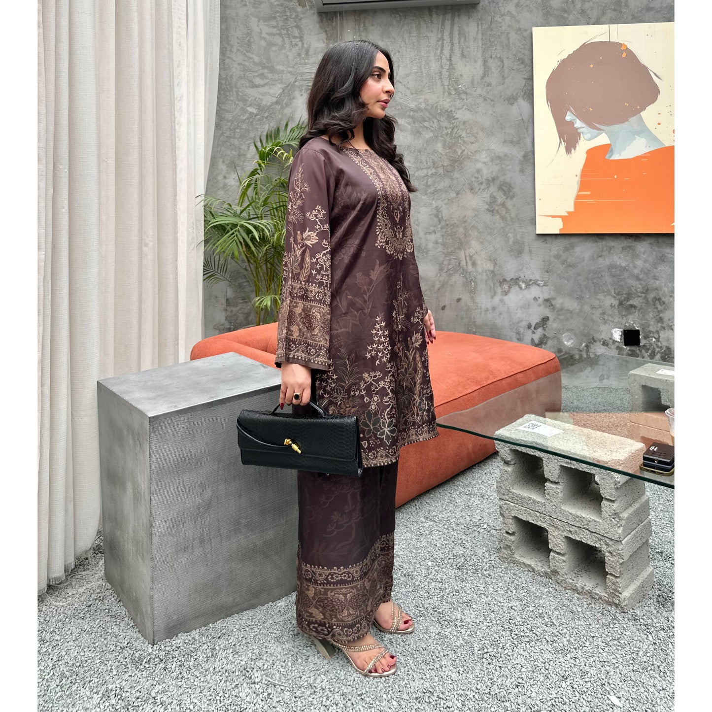 UA-169 Silk Printed Co-Ords Set by Umnaa | Ready to Wear Modest fashion Asian