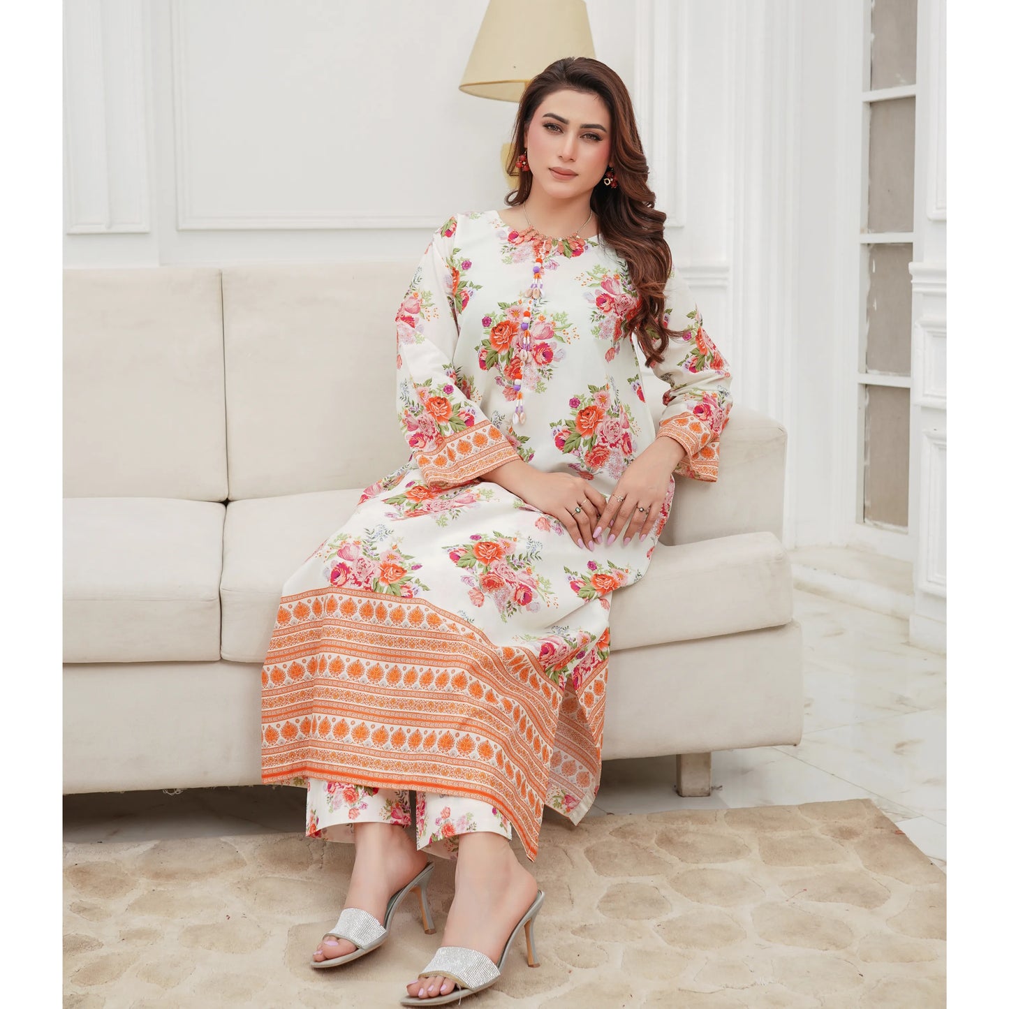 UMS-59 "Attire" Lawn Kaftan Style Co-Ords Set by Simrans