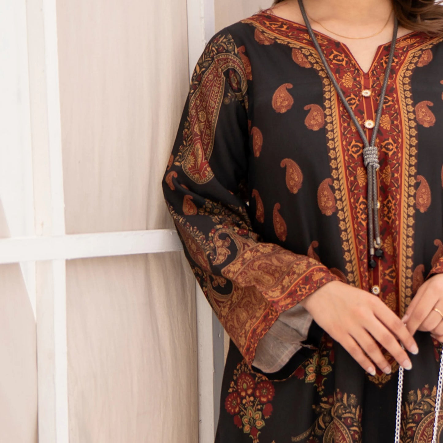 UA-215 " Printed Poly Silk Lawn Kaftan Style Co Ord Set Collection by Umnaa | Ready to Wear Pakistani Asian clothes