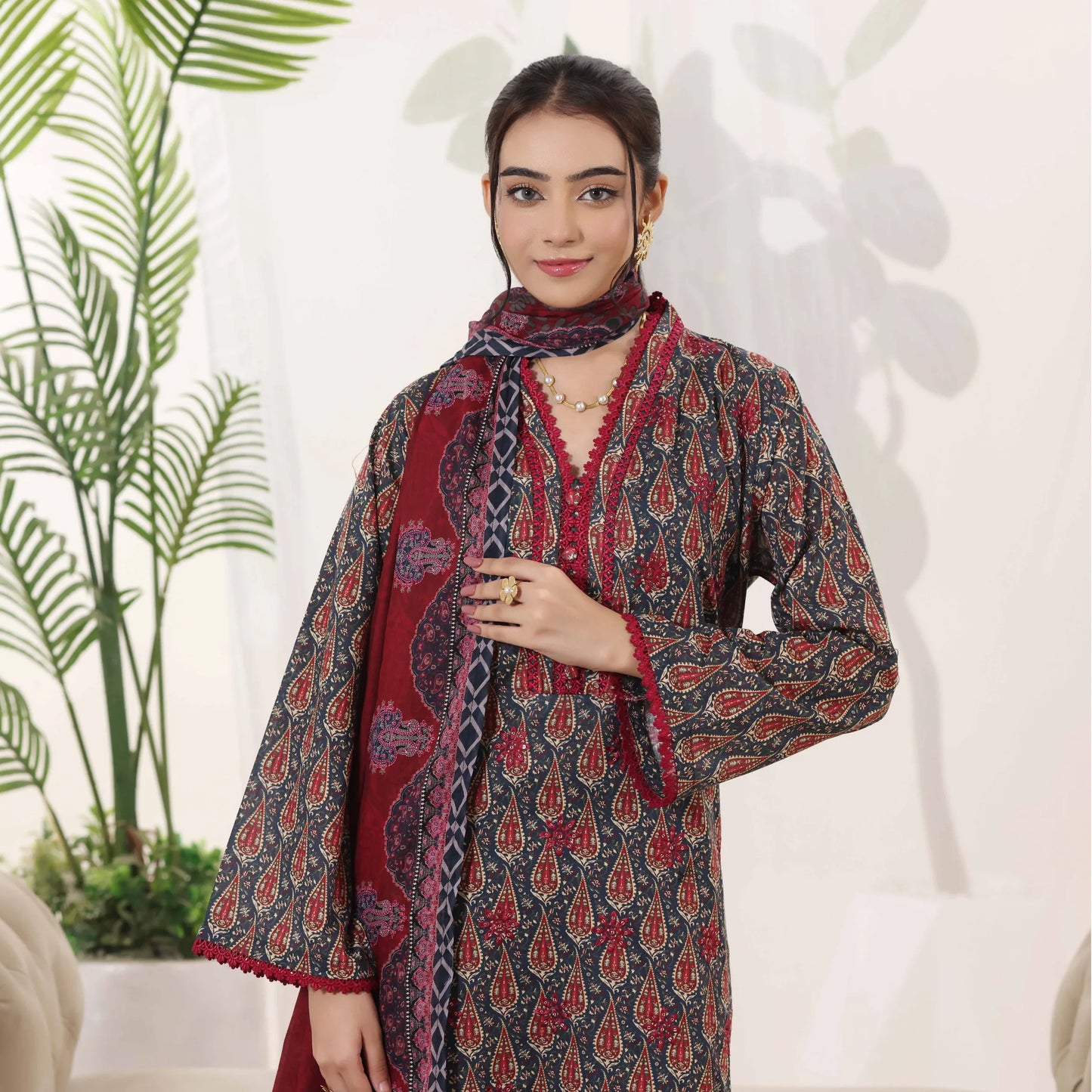 USN-22 Embroidered Chikankari Lawn 3 Piece Summer Collection by saphron | Ready to Wear Pakistani Asian Eastern wear
