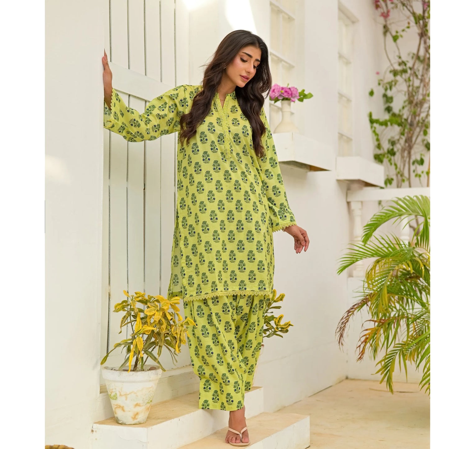 UA-248 Printed Lawn 2 Piece Co-Ord Set | Soft Breathable Summer Outfit | Casual Matching Shirt & Trouser Set by Umnaa