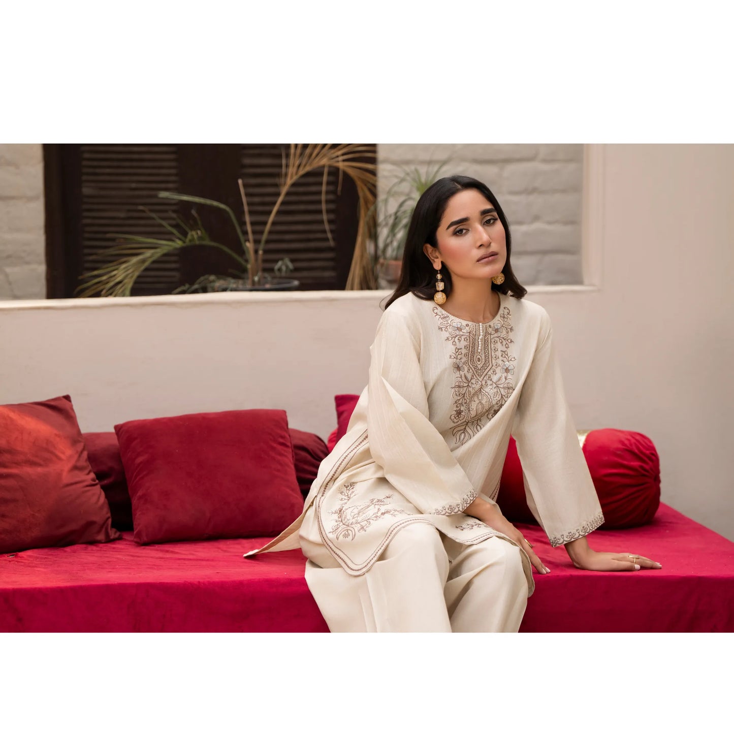 UA-257 Embroidered Cambric Cotton Co-Ord Set | Ready to Wear | Asian Clothes