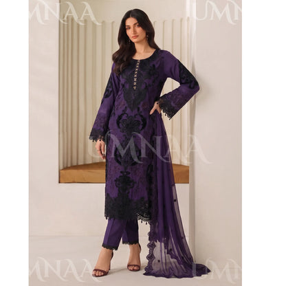 UA-296 Embroidered Chiffon 3 Pc Collection | Umnaa