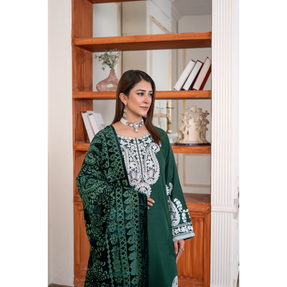 UA-130 Winter Linen dress with Velvet Shawl Collection by Umnaa