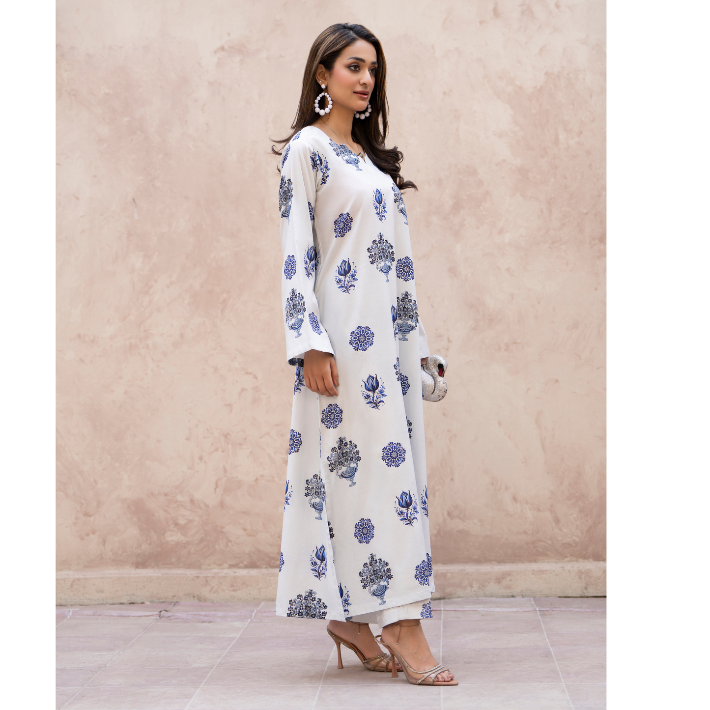 RA-33 Embroidered Lawn Long Kaftan Style 2 Piece Casual Summer Collection by Raniya.h