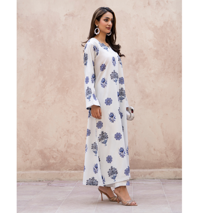 RA-33 Embroidered Lawn Long Kaftan Style 2 Piece Casual Summer Collection by Raniya.h