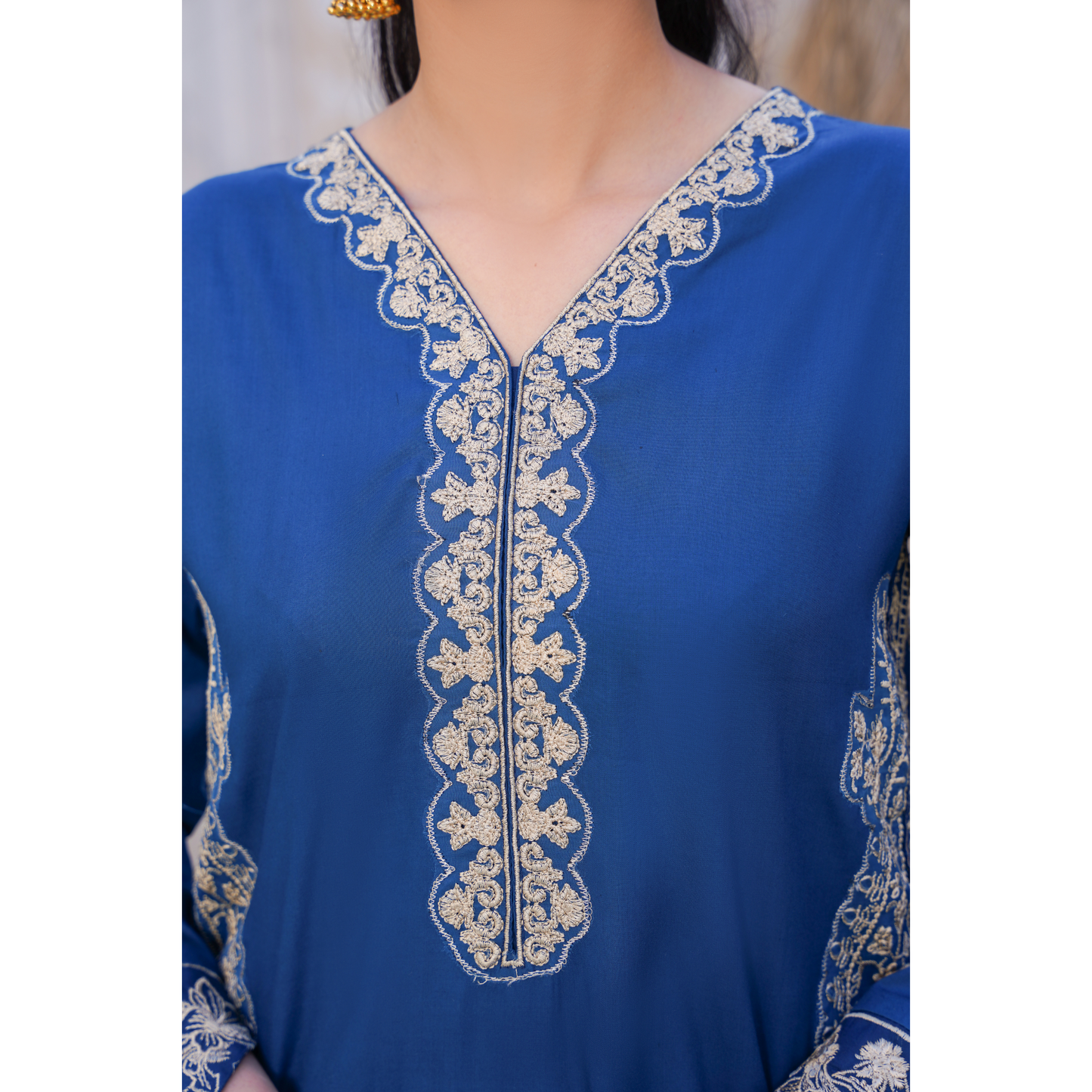 U-71 Embroidered Linen with Pockets 2 Pc Co Ord Set Dress | Ready to wear | UMNAA