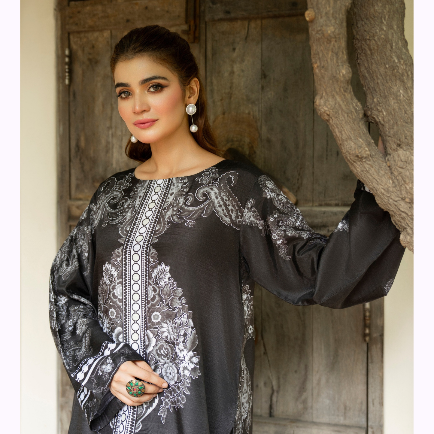 Sëleñe Raw Silk Printed Co-Ords Set by Karma Collection | Ready to Wear Modest fashion Asian