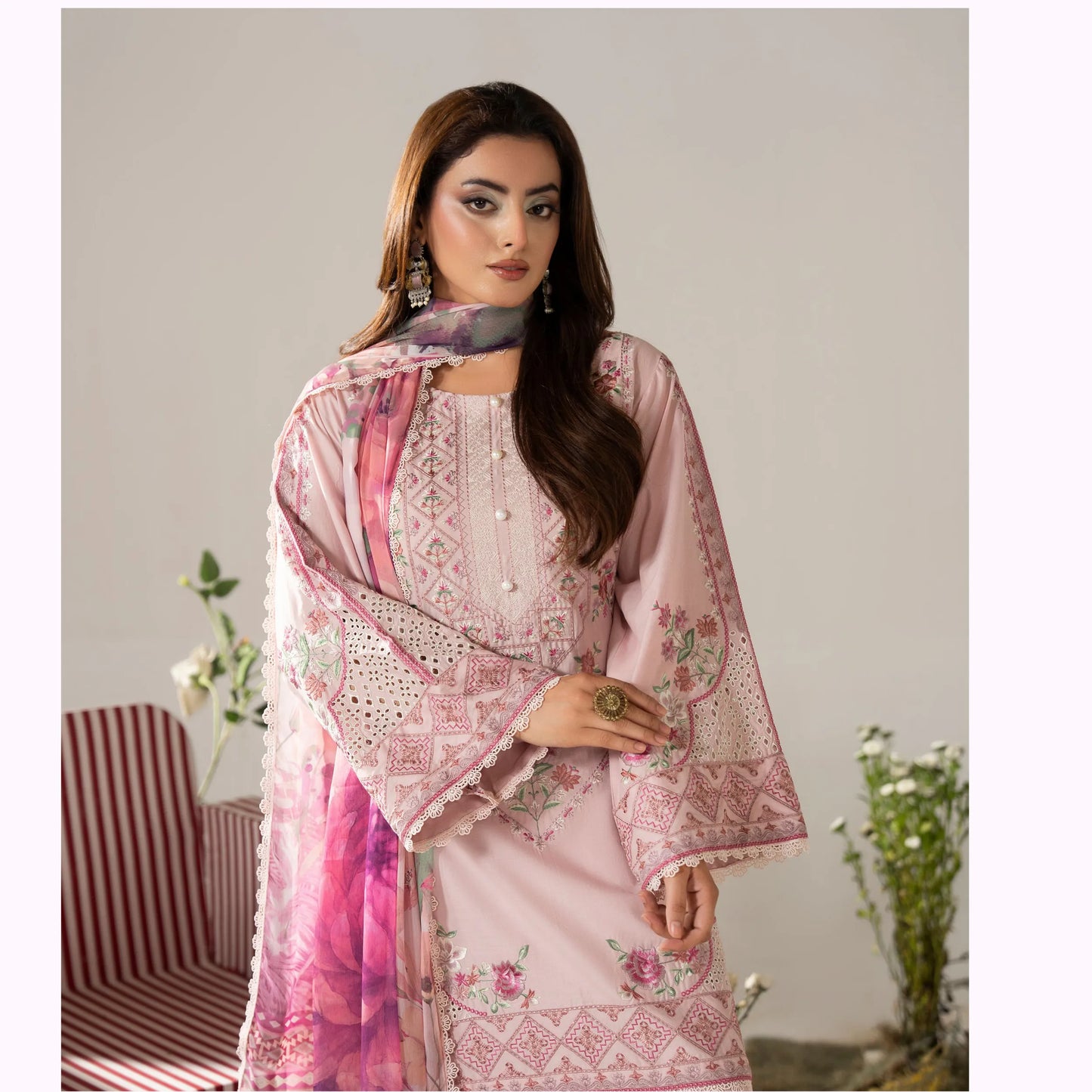 KC-1580 "AYRA" Embroidered Cambric Cotton Collection by Karma Collection