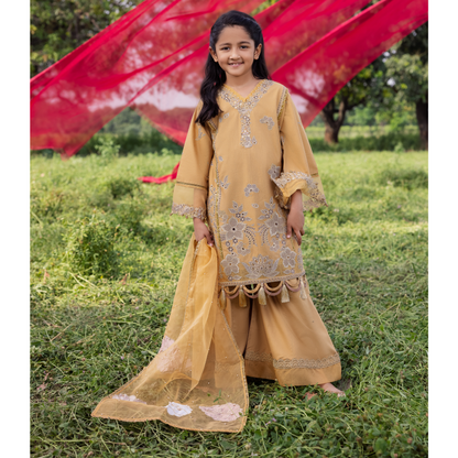 UAL-105 Luxury Festive Lawn Embroidered Mother–Daughter Matching Outfit Set by ALLY'S