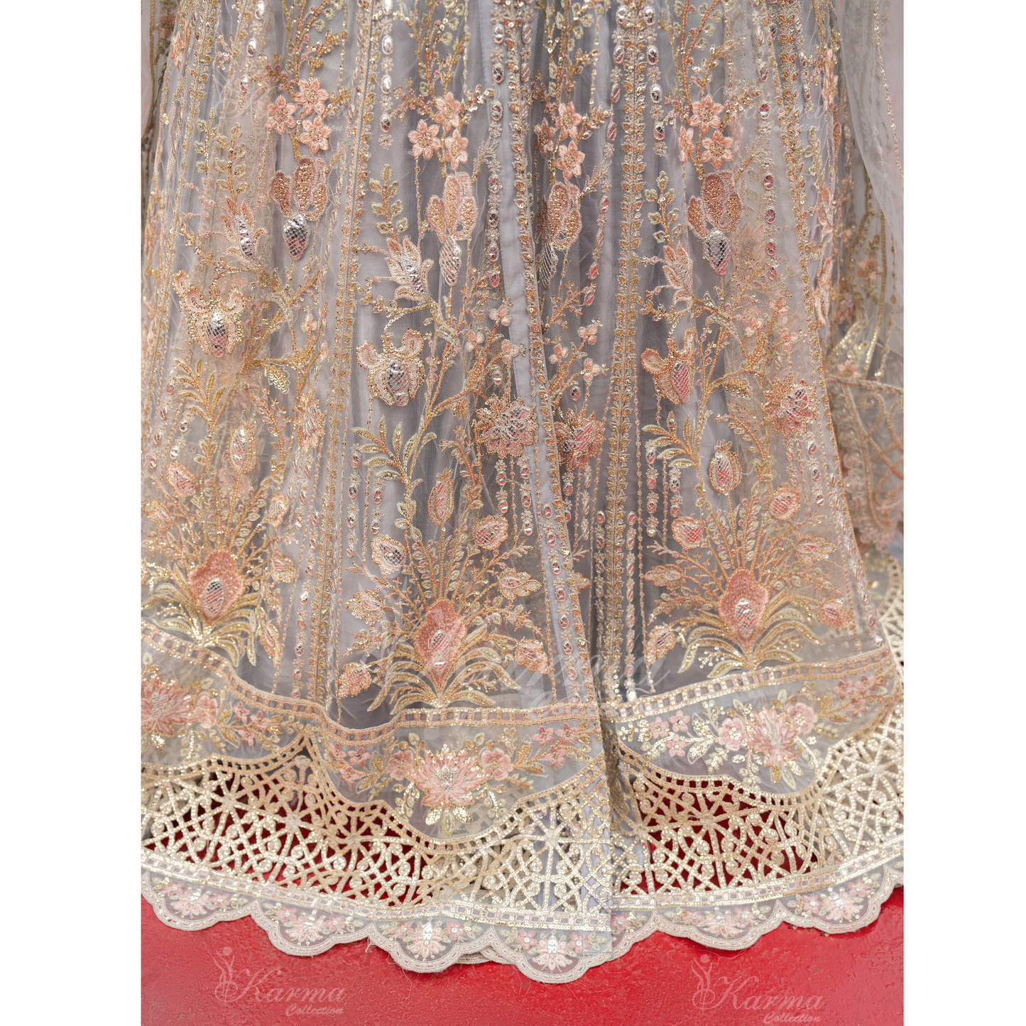 Luxury Embroidered soft Net long Maxi | Wedding Collection | karma Collection | UMKC01301